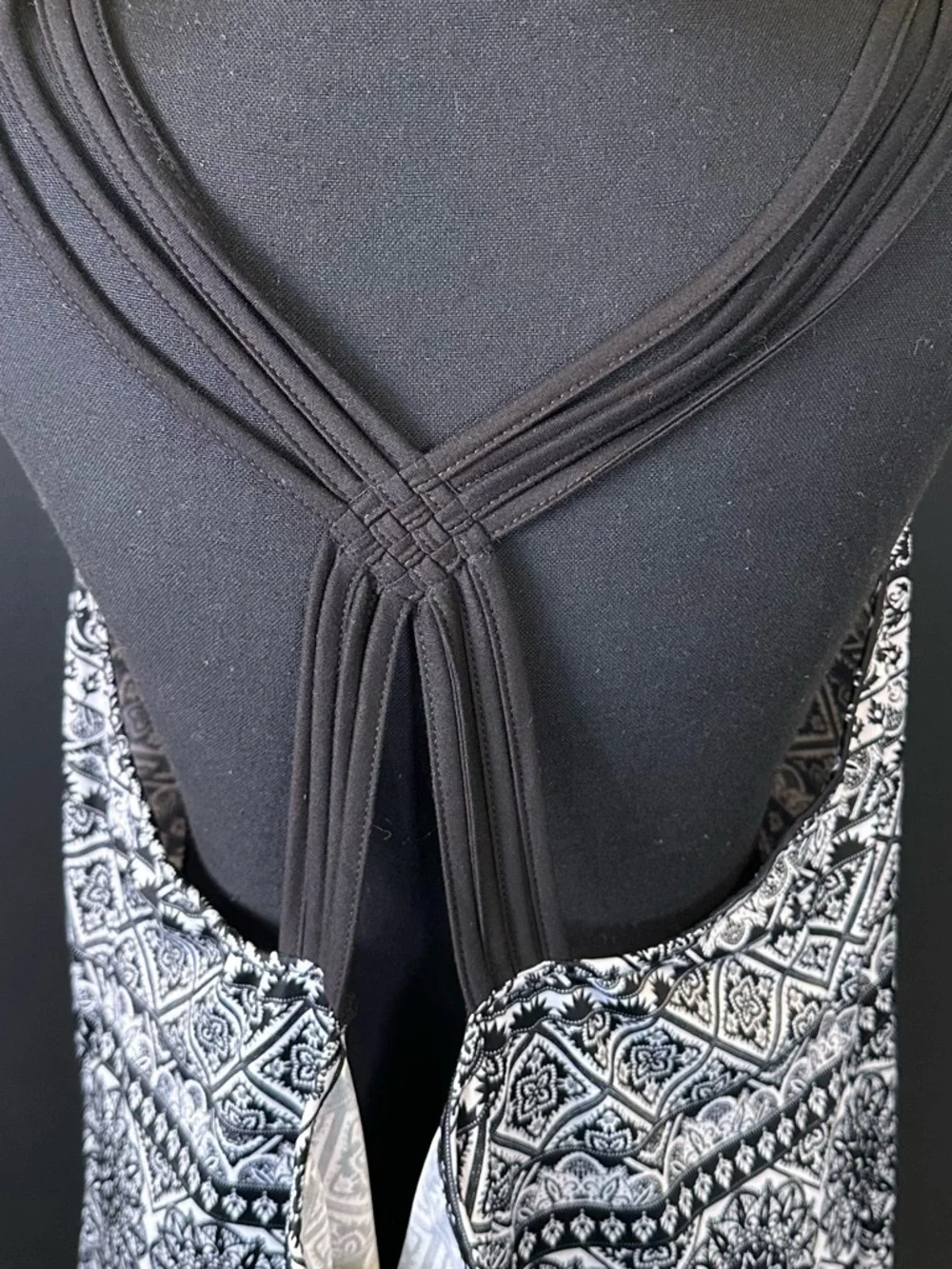 #180-‎ Black & White Patterned Swim Coverup Dress